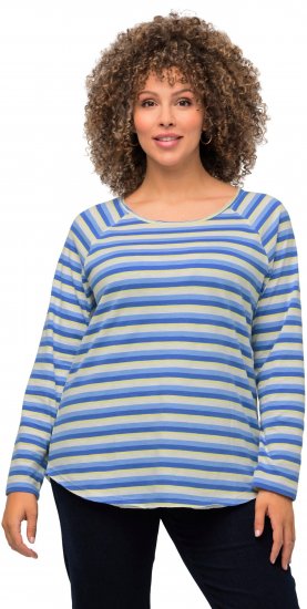 Ulla Popken Striped A-Line Long Sleeve Tee Cloud Blue - Ulla Popken - 
