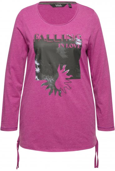Ulla Popken Tie Hem Long Sleeve Graphic Tee Berry - Natisnjene majice za ženske - 