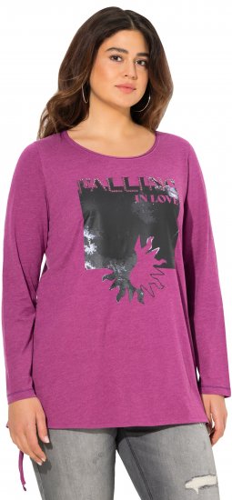 Ulla Popken Tie Hem Long Sleeve Graphic Tee Berry - Natisnjene majice za ženske - 