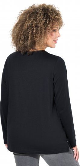 Ulla Popken Metallic Graphic Holiday Tee Black - Natisnjene majice za ženske - 