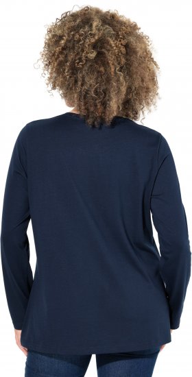 Ulla Popken Metallic Graphic Holiday Tee Navy - Natisnjene majice za ženske - 