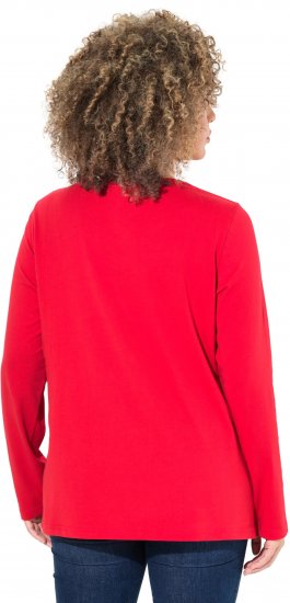 Ulla Popken Metallic Graphic Holiday Tee Salsa Red - Natisnjene majice za ženske - 