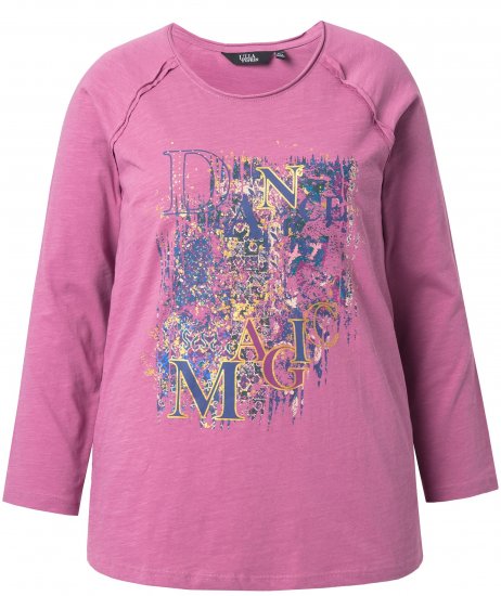 Ulla Popken Inverted Seam Long Sleeve Graphic Tee Dark Rose - Natisnjene majice za ženske - 