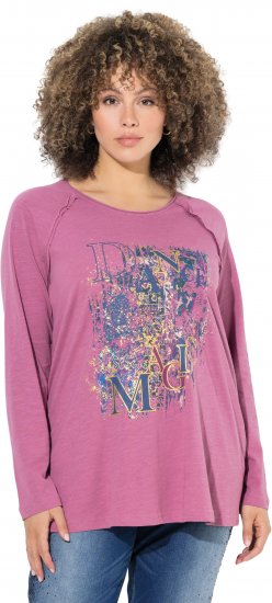 Ulla Popken Inverted Seam Long Sleeve Graphic Tee Dark Rose - Natisnjene majice za ženske - 