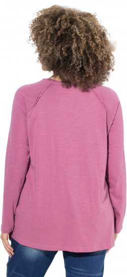 Ulla Popken Inverted Seam Long Sleeve Graphic Tee Dark Rose - Natisnjene majice za ženske - 