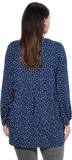 Ulla Popken Pleated Confetti Print Long Sleeve Tee Ink Blue - Natisnjene majice za ženske - 
