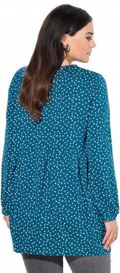 Ulla Popken Pleated Confetti Print Long Sleeve Tee Teal - Natisnjene majice za ženske - 