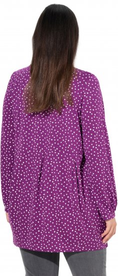 Ulla Popken Pleated Confetti Print Long Sleeve Tee Light Plum - Natisnjene majice za ženske - 