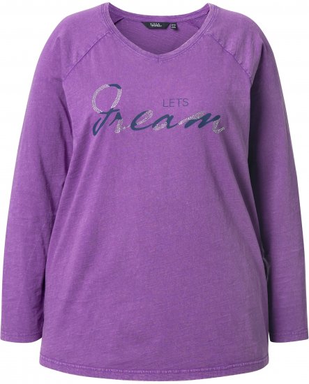 Ulla Popken Dream Rhinestone Lettering Long Sleeve Tee Light Plum - Natisnjene majice za ženske - 