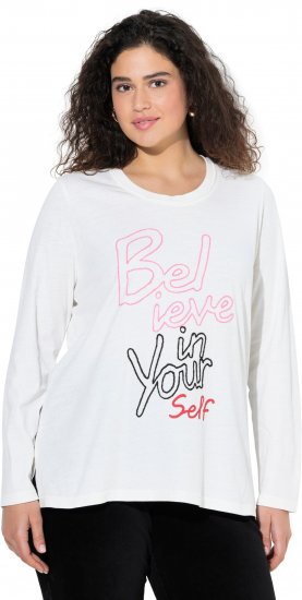 Ulla Popken Motivational Graphic Long Sleeve Tee Off-White - Natisnjene majice za ženske - 
