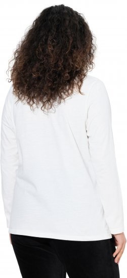 Ulla Popken Motivational Graphic Long Sleeve Tee Off-White - Natisnjene majice za ženske - 