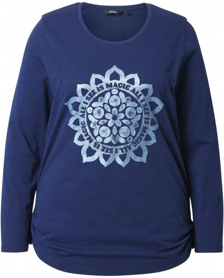 Ulla Popken Mandala Long Sleeve Graphic Tee Ink Blue - Ulla Popken - 