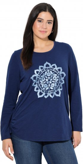 Ulla Popken Mandala Long Sleeve Graphic Tee Ink Blue - Ulla Popken - 