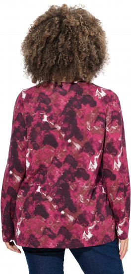 Ulla Popken Abstract Print Long Sleeve Tee Dark Ruby - Natisnjene majice za ženske - 