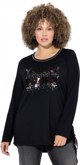 Ulla Popken Your Story Sequined Long Sleeve Tunic Tee Black - Natisnjene majice za ženske - 
