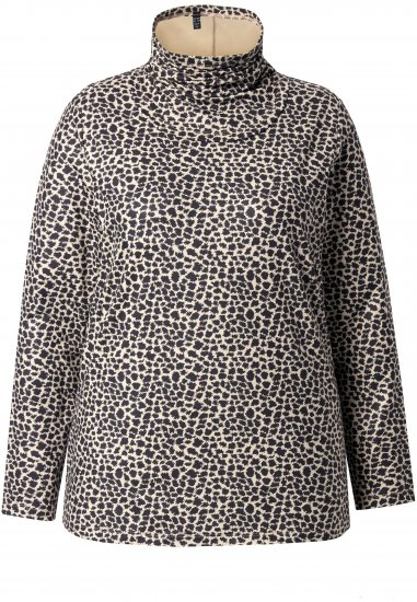 Ulla Popken Leopard Print Long Sleeve Ski Tee Black - Natisnjene majice za ženske - 
