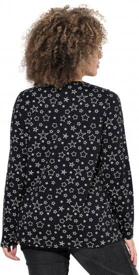 Ulla Popken Allover Printed Long Sleeve Tee Black - Natisnjene majice za ženske - 