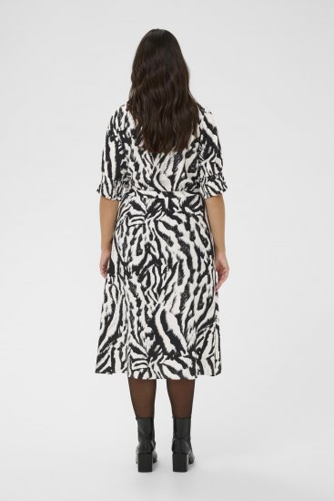 Kaffe Curve Alia Shirt Dress Black Chalk Animal - Midi obleke - 