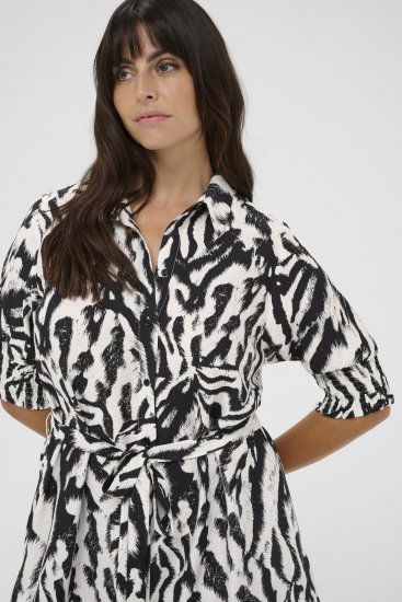 Kaffe Curve Alia Shirt Dress Black Chalk Animal - Midi obleke - 