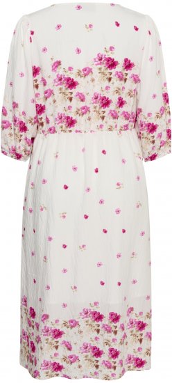 Kaffe Curve Rosa Midi Dress White Rose Border Flower - Obleke - Obleke za vse velikosti