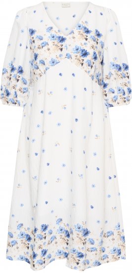 Kaffe Curve Rosa Midi Dress Blue Tones Border Flower - Obleke - 