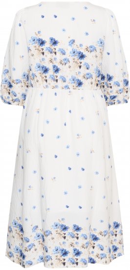 Kaffe Curve Rosa Midi Dress Blue Tones Border Flower - Obleke - 