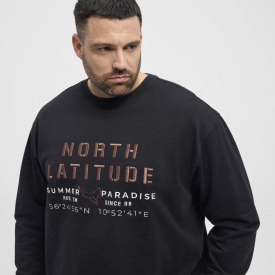 North Latitude Sweatshirt Black - Puloverji & jopice - Moški Puloverji & Jopice za Močnejše Postave