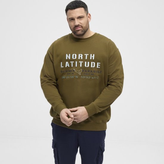 North Latitude Sweatshirt Army Green - Puloverji & jopice - Moški Puloverji & Jopice za Močnejše Postave
