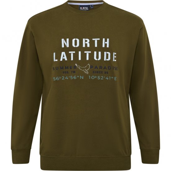 North Latitude Sweatshirt Army Green - Puloverji & jopice - Moški Puloverji & Jopice za Močnejše Postave