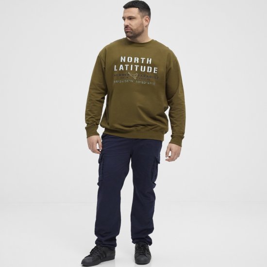 North Latitude Sweatshirt Army Green - Puloverji & jopice - Moški Puloverji & Jopice za Močnejše Postave