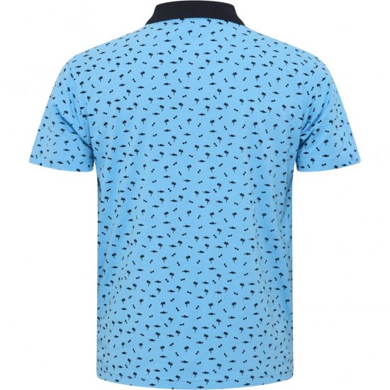 North Latitude Polo Pique Printed Turquoise - Polo majice - Moške Polo Majice za Močnejše Postave