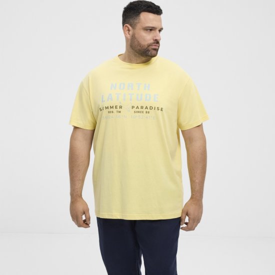 North Latitude T-Shirt Printed Short Sleeve Yellow - Kratke Majice - Moške kratke majice za močnejše postave