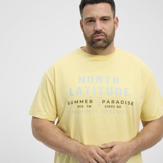 North Latitude T-Shirt Printed Short Sleeve Yellow - Kratke Majice - Moške kratke majice za močnejše postave