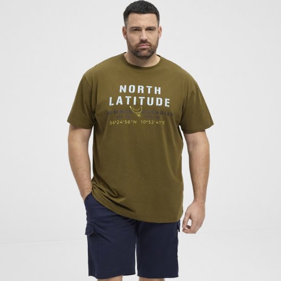 North Latitude T-Shirt Printed Short Sleeve Green - Kratke Majice - Moške kratke majice za močnejše postave