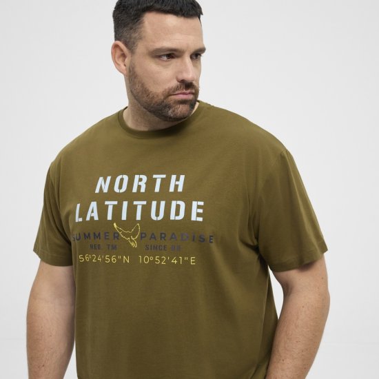 North Latitude T-Shirt Printed Short Sleeve Green - Kratke Majice - Moške kratke majice za močnejše postave