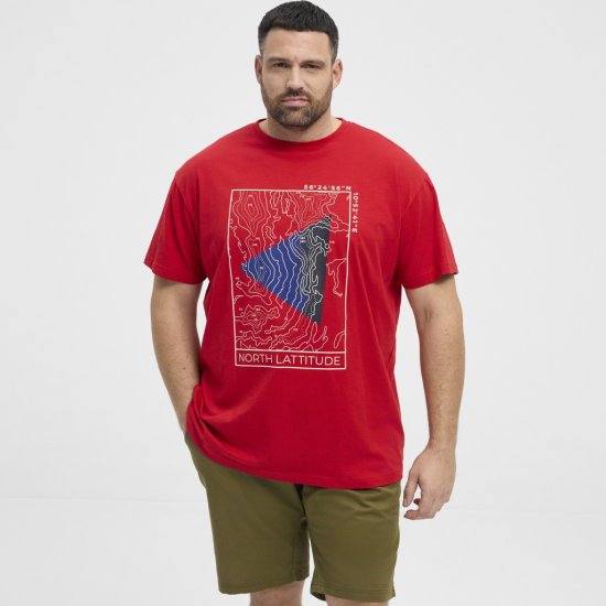 North Latitude T-Shirt Printed Short Sleeve Red - Kratke Majice - Moške kratke majice za močnejše postave