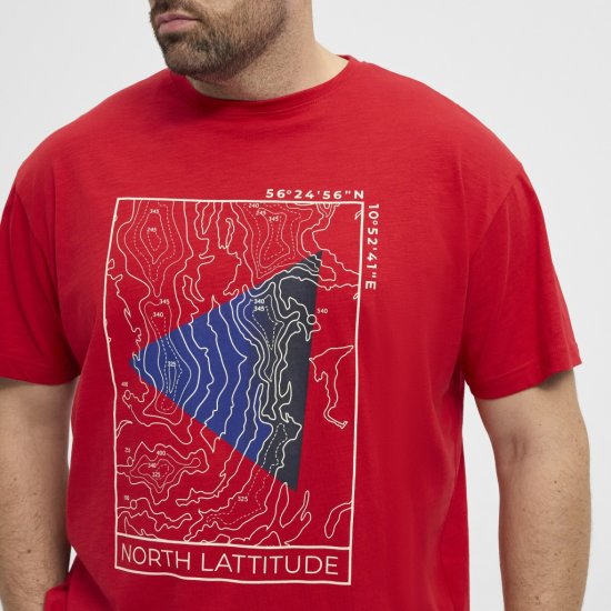 North Latitude T-Shirt Printed Short Sleeve Red - Kratke Majice - Moške kratke majice za močnejše postave