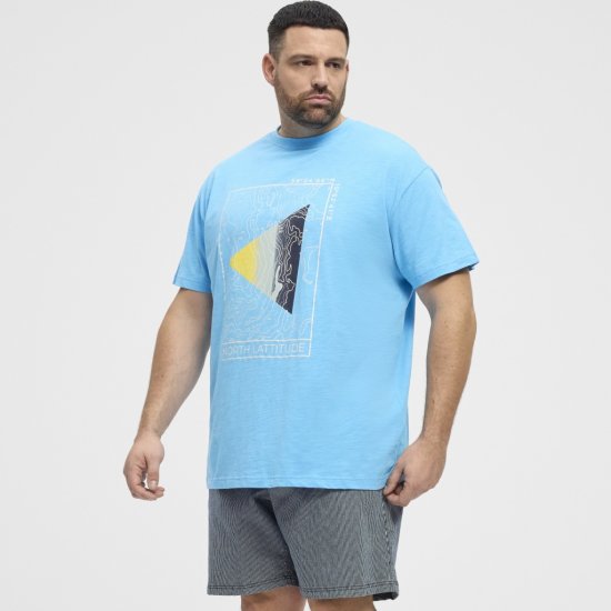 North Latitude T-Shirt Printed Turquoise - Kratke Majice - Moške kratke majice za močnejše postave