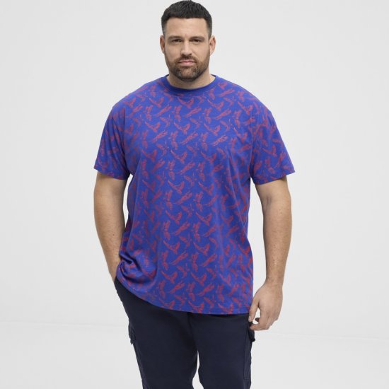 North Latitude T-Shirt Printed Allover Blue - Kratke Majice - Moške kratke majice za močnejše postave