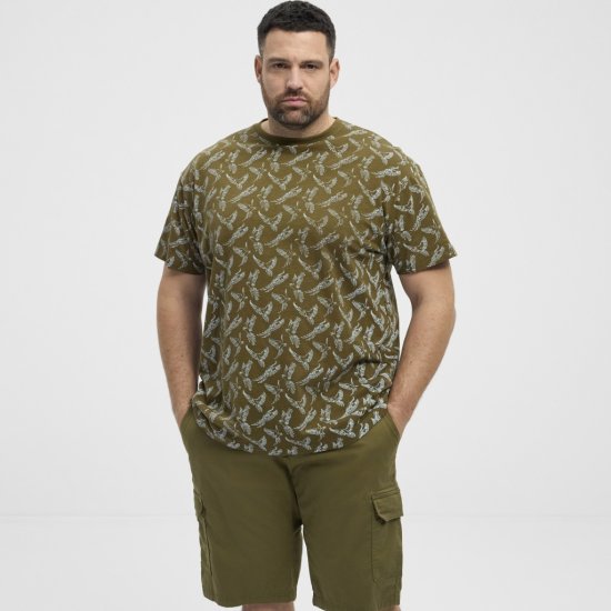 North Latitude T-shirt Allover Printed Green - Kratke Majice - Moške kratke majice za močnejše postave