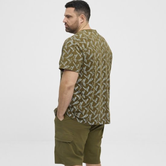 North Latitude T-shirt Allover Printed Green - Kratke Majice - Moške kratke majice za močnejše postave