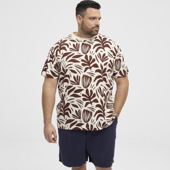 North Latitude T-Shirt Printed Allover Bordeaux - Kratke Majice - Moške kratke majice za močnejše postave