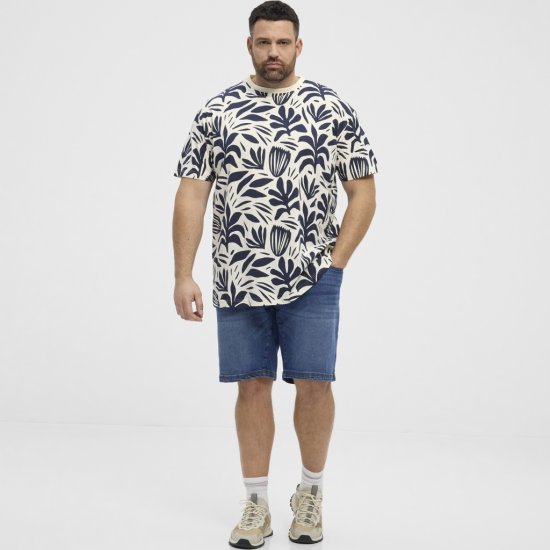 North Latitude T-shirt Allover Printed Navy - Kratke Majice - Moške kratke majice za močnejše postave