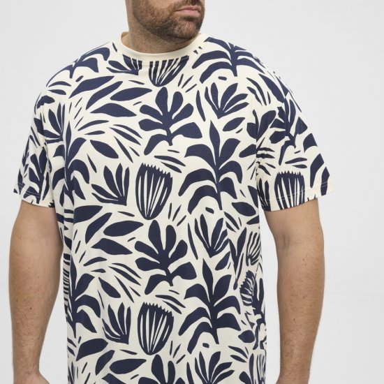 North Latitude T-shirt Allover Printed Navy - Kratke Majice - Moške kratke majice za močnejše postave