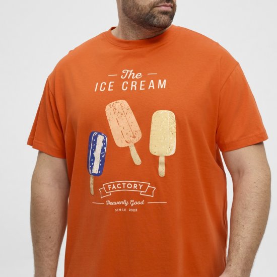North Latitude T-Shirt Ice Cream Orange - Kratke Majice - Moške kratke majice za močnejše postave
