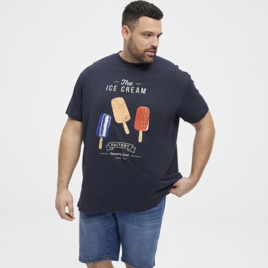 North Latitude T-Shirt Ice Cream Navy - Kratke Majice - Moške kratke majice za močnejše postave