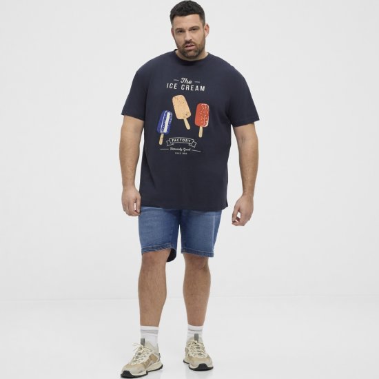North Latitude T-Shirt Ice Cream Navy - Kratke Majice - Moške kratke majice za močnejše postave