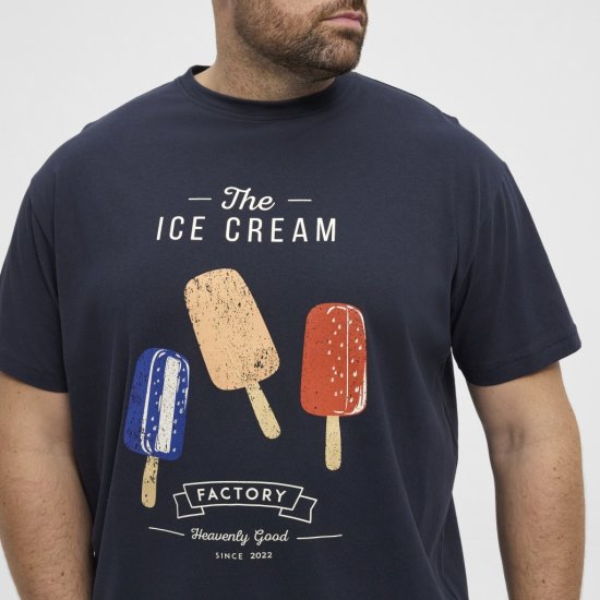 North Latitude T-Shirt Ice Cream Navy - Kratke Majice - Moške kratke majice za močnejše postave