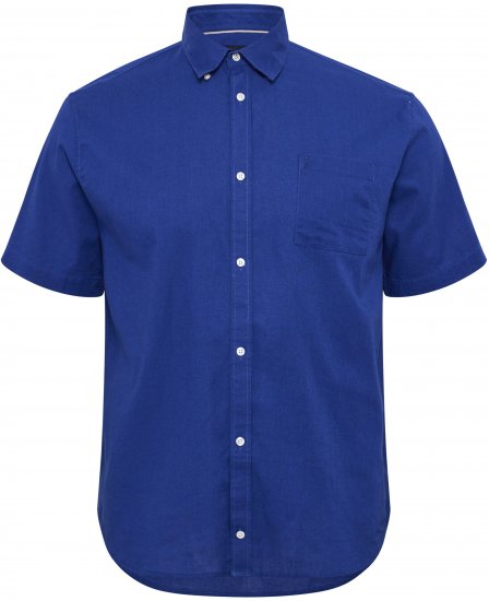 North Latitude Shirt Linen Cotton Short Sleeve Blue - Srajce - Moške srajce za Močnejše Postave