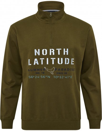 North Latitude Sweatshirt Half-Zip Green - Puloverji & jopice - Moški Puloverji & Jopice za Močnejše Postave